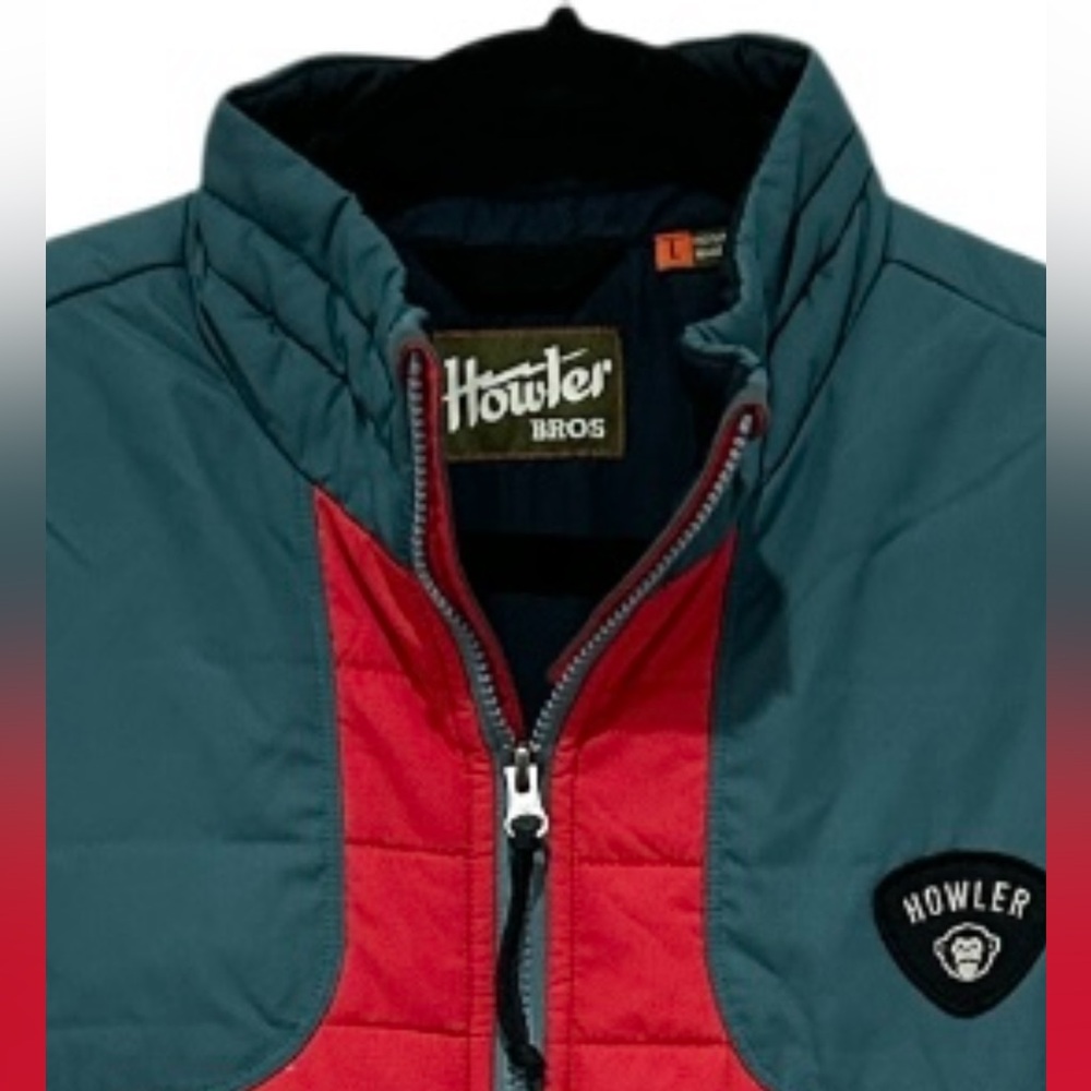 Howler Brothers Merlin Vest Men’s L Lightweight Quilted Red Grayish Green NWOT - Picture 3 of 15